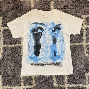 White Graphic Tee with Crying Design | Quick Shipping